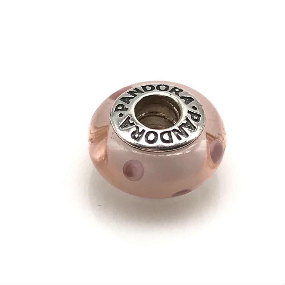 Pandora Light Pink Polka Dot Murano Glass Charm